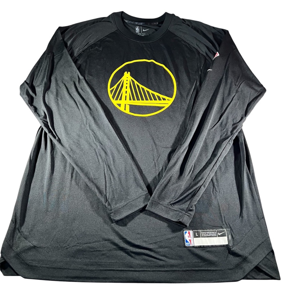 Nike Golden State Warriors Team Issued Long Sleeve Tee DA8545-010 (Black/Gold)